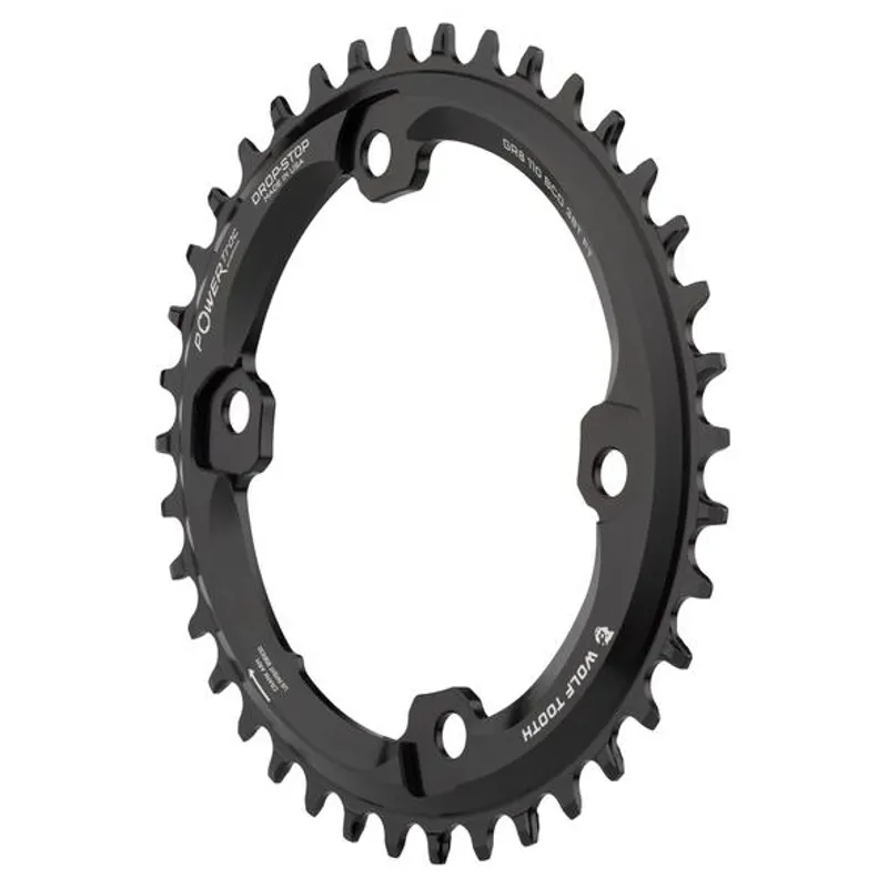 Wolf Tooth Elliptical 110 BCD 4 Bolt Chainring Shimano GRX in Black-1